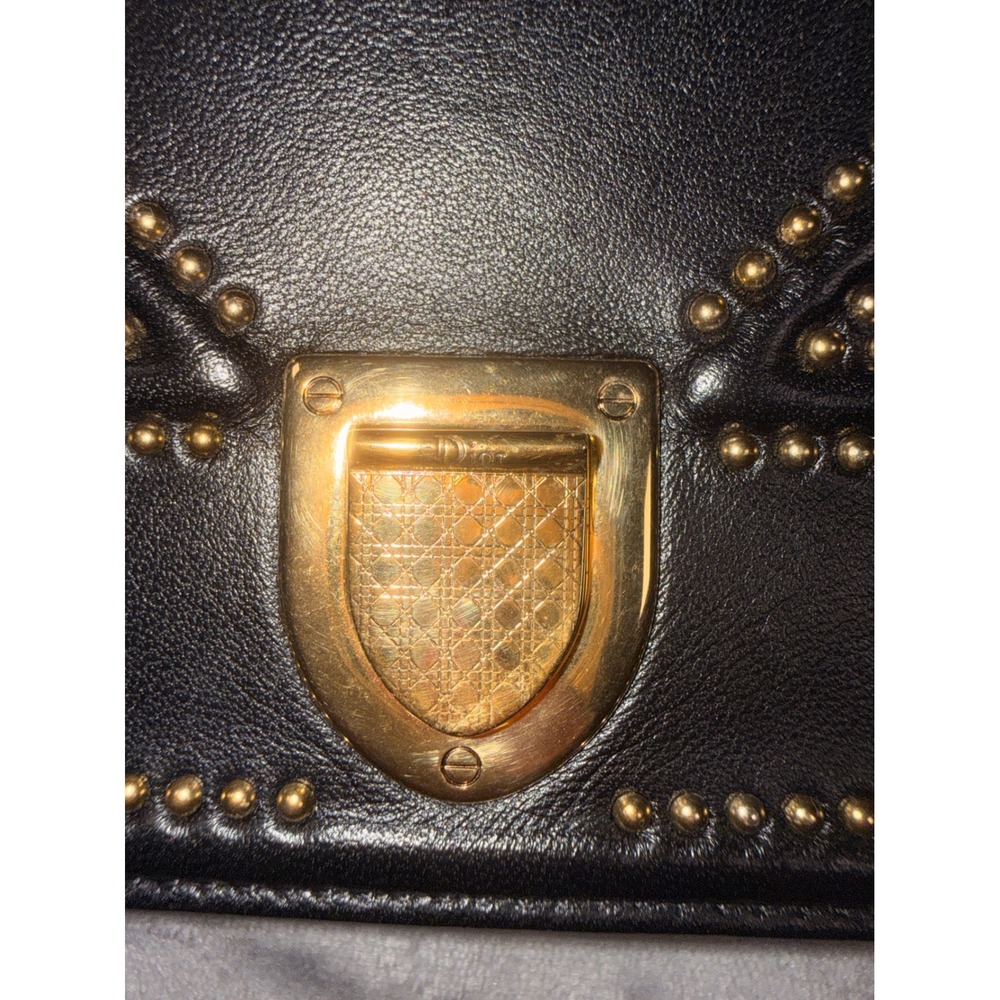 Dior Diorama Wallet on‎ Chain Black Studded Leather Gold Hardware With COA - Picture 11 of 15